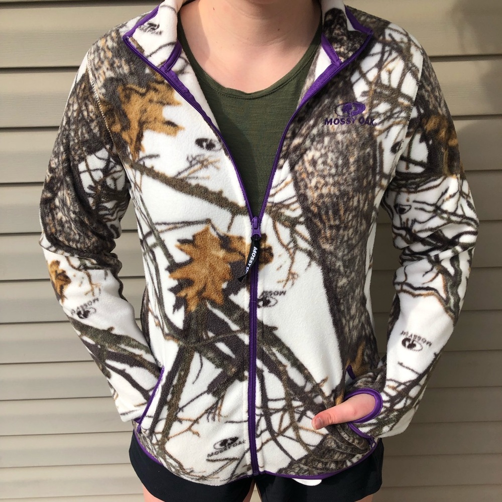 White Camouflage Fleece Zip-up Jacket